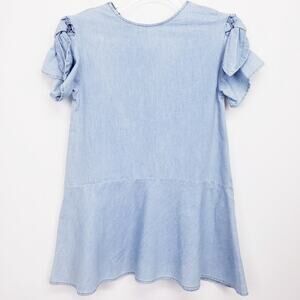 𝅺Zara Kids New with Tags Girls Denim Chambray Ruffle Dress Size 9